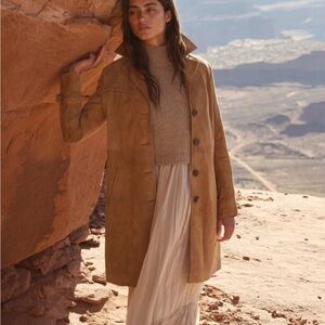 100% Natural Real Leather Trench Coat, Sashes Wax Tan Long women